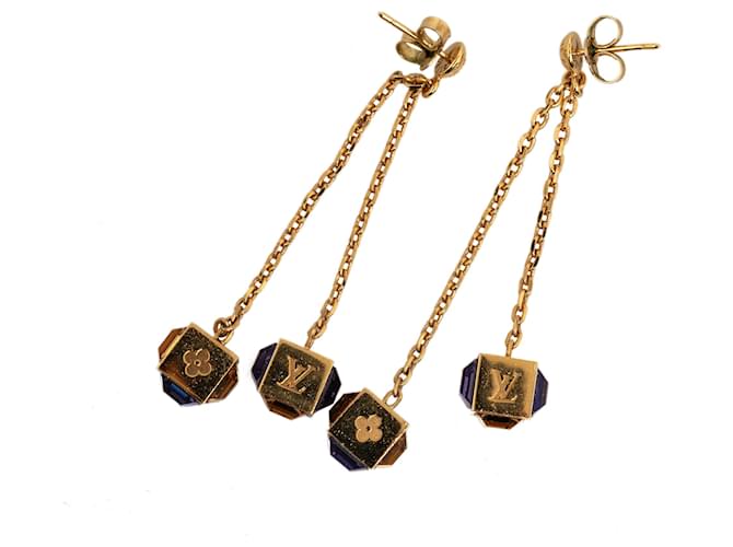 Louis Vuitton Gold Gamble Drop Earrings Golden Purple Metal Gold-plated  ref.1199679