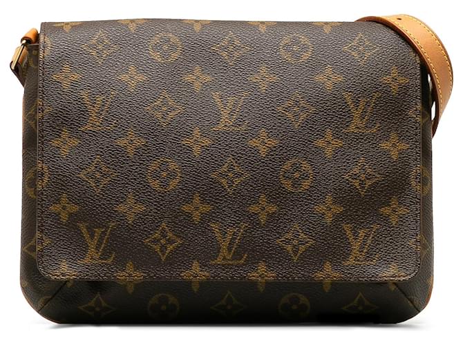 Louis Vuitton Brown Monogram Musette Tango Short Strap Leather Cloth  ref.1199733