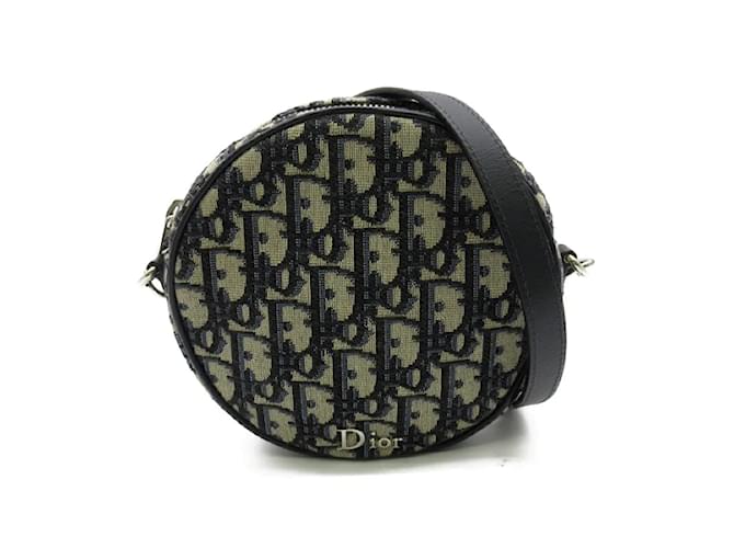 Dior Oblique Round Crossbody Bag Blue Cloth  ref.1199784