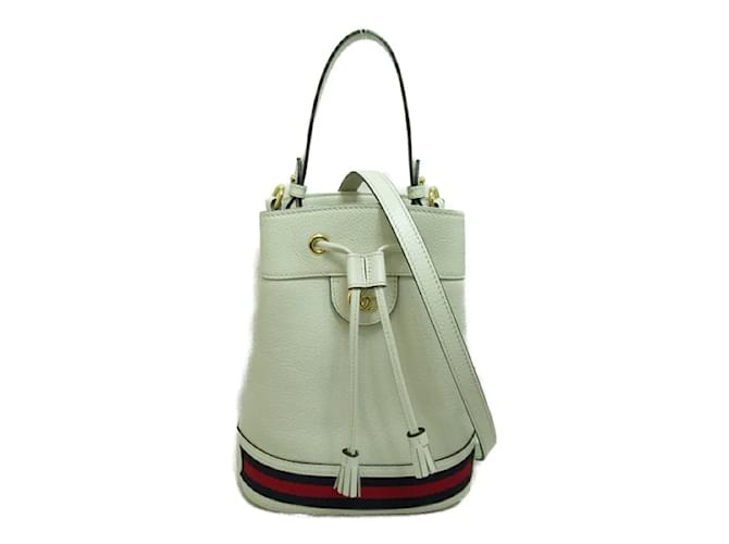 Gucci GG Marmont Leather Ophidia Bucket Bag 610846 White  ref.1199795