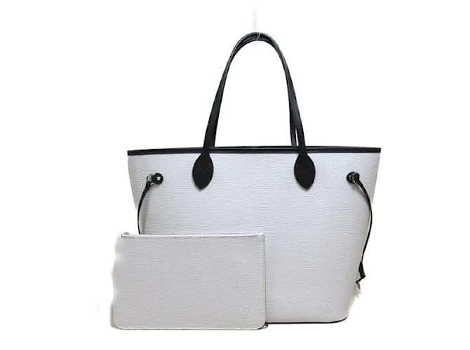 Louis Vuitton Epi Neverfull MM M53447 White Leather Pony-style calfskin  ref.1199809