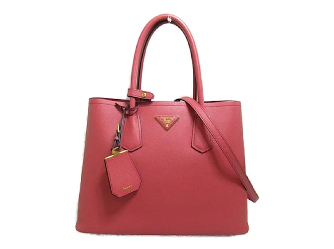 Prada Medium Saffiano Cuir Double Bag Pink Leather  ref.1199827