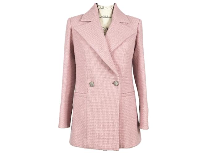 Chanel NEU 2022 Tweed-Jacke mit Juwelenknöpfen Pink  ref.1199828