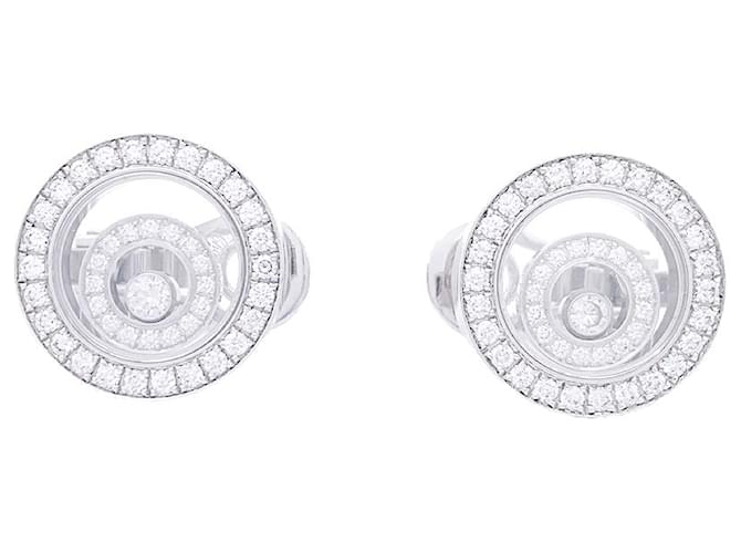 Boucles d'oreilles Chopard "Happy Spirit" or blanc, diamants.  ref.1200068