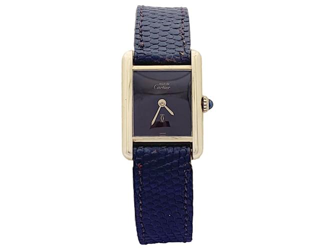 Cartier „Tank Must“ silbervergoldete Uhr, Braun lackiertes Zifferblatt. Leder Geld  ref.1200073