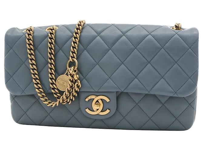 Chanel Timeless Grey Leather  ref.1200186