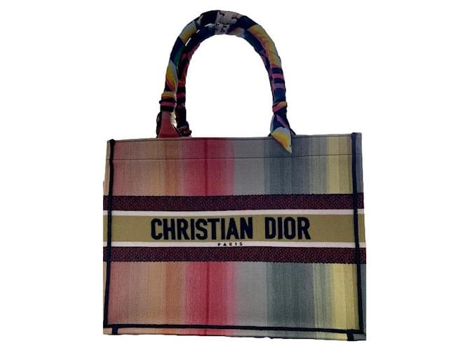 Christian Dior Mehrfarbige Büchertasche, Selten! Mehrfarben Baumwolle  ref.1200250