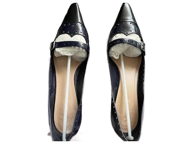 Christian Dior Dior pumps size 40.5 Navy blue Leather  ref.1200251