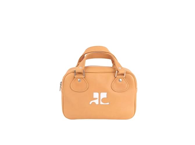 Courreges Leather Bowling Bag Brown  ref.1200347