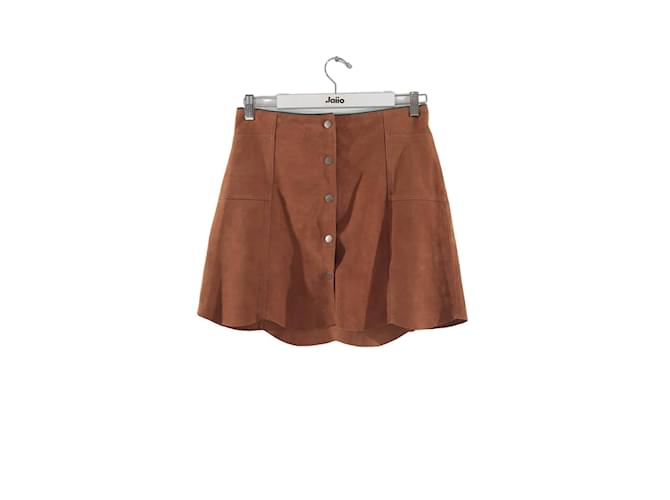 Autre Marque Suede mini skirt Brown Deerskin  ref.1200356