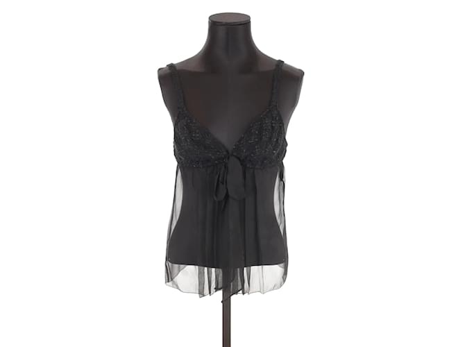 Chanel Camisole en coton Noir  ref.1200385