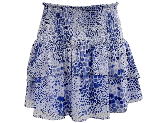 Autre Marque Ramy Brook Blue / White Ruched Mini Skirt Polyester  ref.1200415