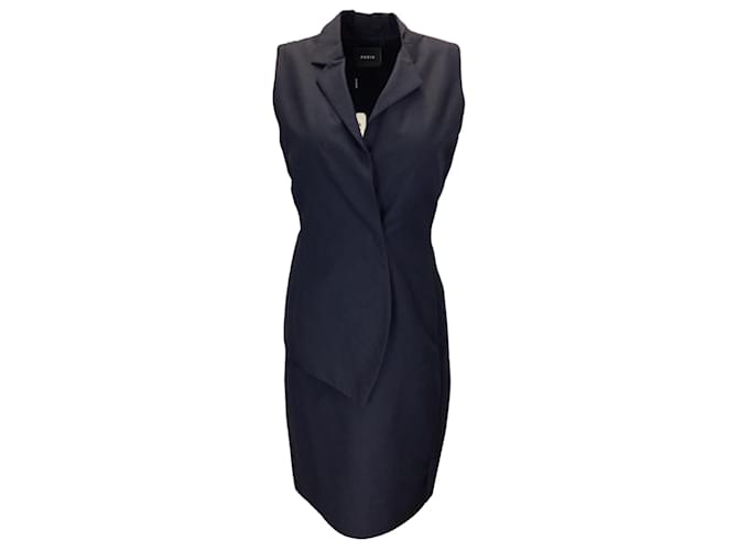 Autre Marque Akris Navy Blue Sleeveless Cotton and Silk Dress  ref.1200420