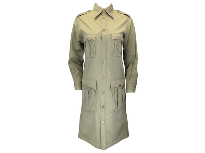 Autre Marque Jean Paul Gaultier Femme Green Military Style Cotton Utility Dress  ref.1200423
