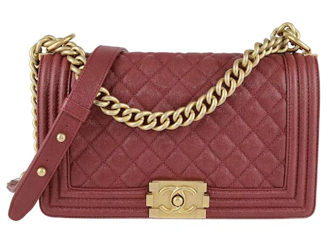 Chanel Burgundy Medium Boy Bag Dark red Leather  ref.1200440