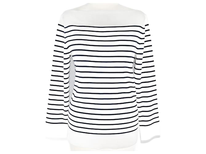 Loro Piana Blanc/Sweat-shirt rayé bleu marine Soie  ref.1200458