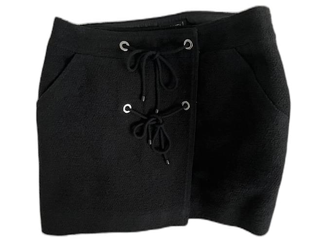 minifalda chanel Negro Algodón  ref.1200544