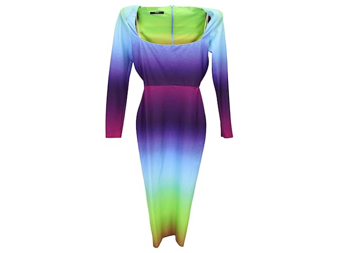 Autre Marque Alex Perry Gradient Toryn Long Sleeve Dress in Multicolor Linen Multiple colors  ref.1200545