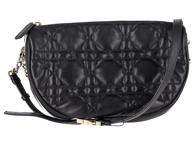 Dior Vibe mittelgroße Hobo-Tasche aus schwarzem Cannage-Lammleder  ref.1200548