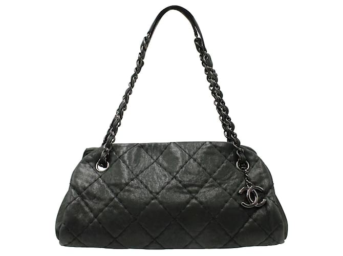 Sac Chanel Just Mademoiselle Mini Bowler en cuir noir irisé  ref.1200549