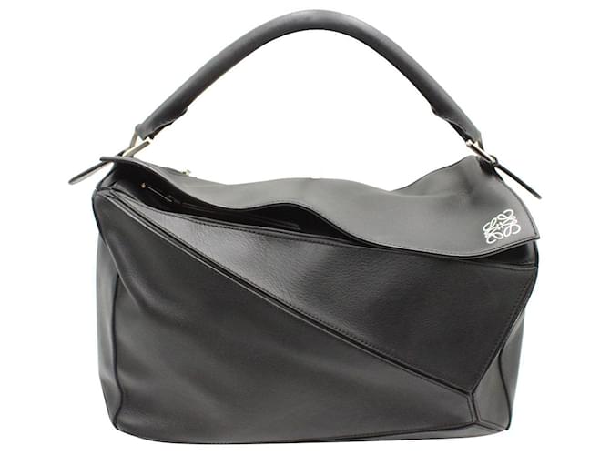 Loewe Large Puzzle Bag in Black Calfskin Leather Pony-style calfskin  ref.1200553
