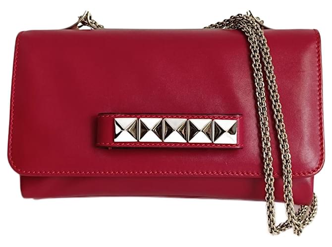 Valentino Garavani Rockstud Shoulder Bag in Red Leather  ref.1200564