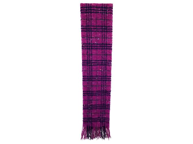 Sciarpa Burberry scozzese con frange in lana vergine viola Porpora  ref.1200568
