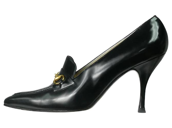 Gucci Black Horsebit leather pumps - size EU 40.5  ref.1200575
