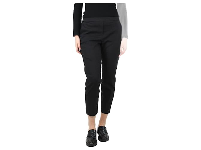 Theory Black elasticated trousers - size UK 8 Linen  ref.1200579