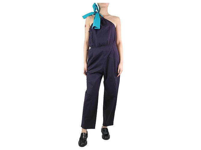 Msgm Lila One-Shoulder-Overall – Größe UK 14