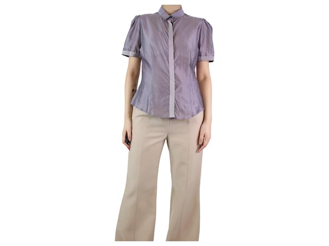 Burberry Lilac short-sleeved shirt - size UK 12 Purple Cotton  ref.1200589