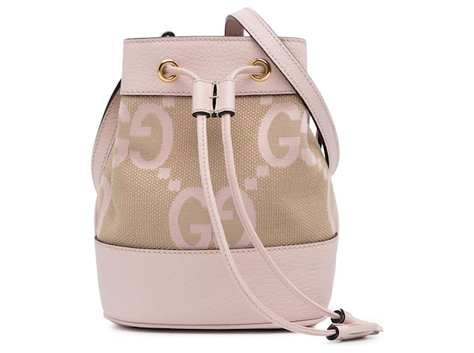 Gucci Brown Mini Jumbo GG Canvas Ophidia Bucket Bag Beige Cloth Cloth  ref.1200628