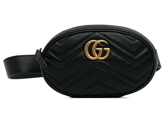 Gucci Black Gg Marmont Matelasse Belt Bag Leather Pony-style calfskin  ref.1200645