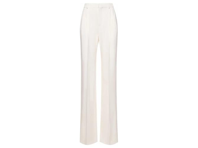 Pantaloni bianchi di Saint Laurent Bianco Lana  ref.1200694