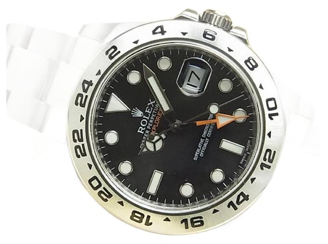 ROLEX EXPLORERII negro marcar Ref.216570 Hebilla con acabado satinado. Plata Acero  ref.1200724