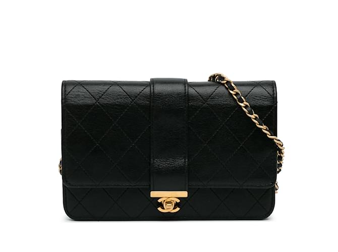 Wallet On Chain CHANEL HandbagsLeather Black  ref.1200771