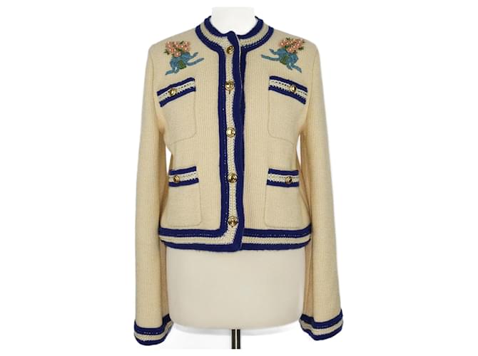 Gucci Yellow/Blue Embroidered Pocket Detail Jacket Synthetic  ref.1200788
