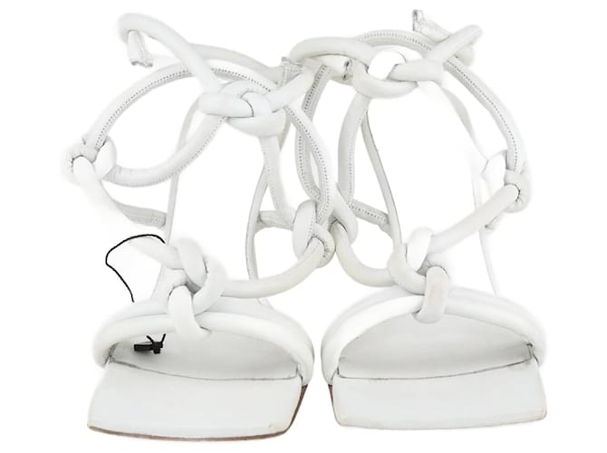 Bottega Veneta White Knotted Ankle Strap Sandals Leather  ref.1200796