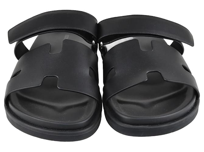 Hermès Black Chypre Sandal Leather  ref.1200798