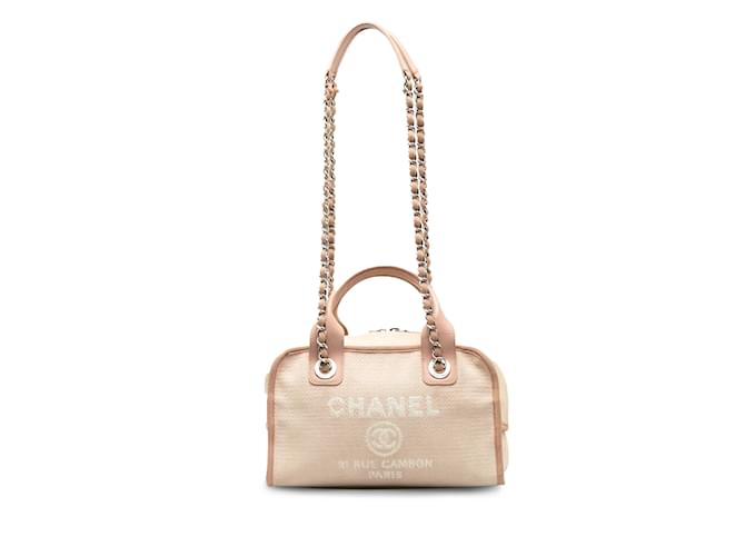 Pink Chanel Small Deauville Bowling Satchel Leather  ref.1200803