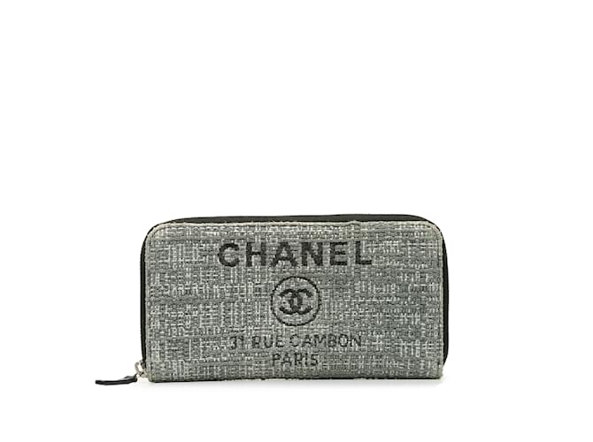 Cartera continental gris Chanel Tweed Deauville  ref.1200817