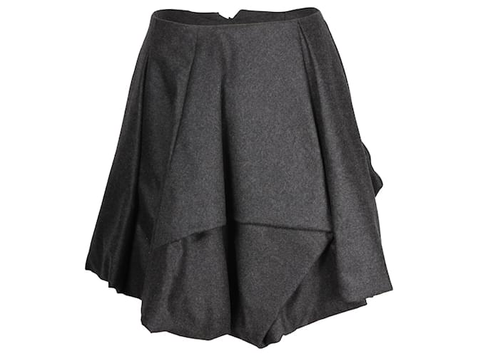 Alexander McQueen Draped Mini Skirt in Gray Wool Brown  ref.1200851