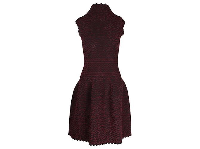 Alaïa Alaia Spotted Fit-and-Flare Dress in Burgundy Viscose Dark red Cellulose fibre  ref.1200852