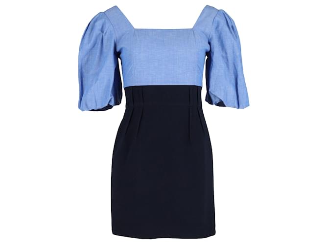 Sandro Paris Mini-robe à manches bouffantes en coton bleu  ref.1200858