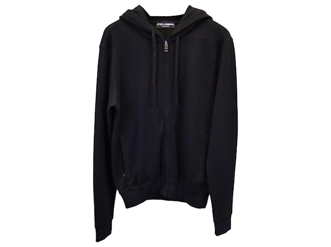 Dolce & Gabbana Zip-Up Hoodie in Black Cashmere Wool  ref.1200866
