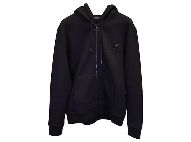 Louis Vuitton gefütterter Face Travel Hoodie aus schwarzer Baumwolle  ref.1200867