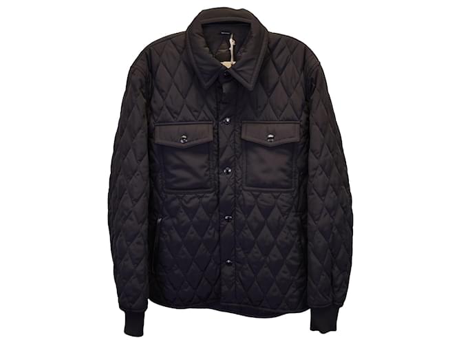 Tom Ford Leather-Trimmed Quilted Shell Jacket in Black Polyester  ref.1200873