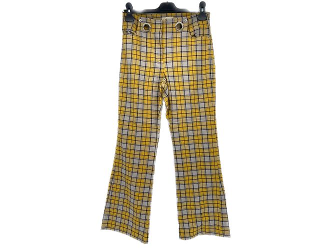 Autre Marque Pantalones Miaou T.US 26 Algodón Amarillo