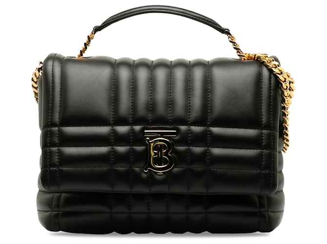 Burberry Black Quilted Lola Chain Satchel Leather Pony-style calfskin  ref.1201008