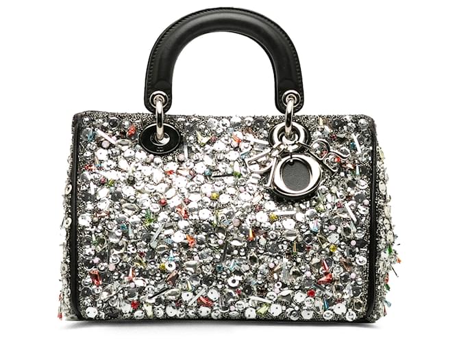 Dior Silver Mini Embellished Diorissimo Silvery Leather Pony-style calfskin  ref.1201011